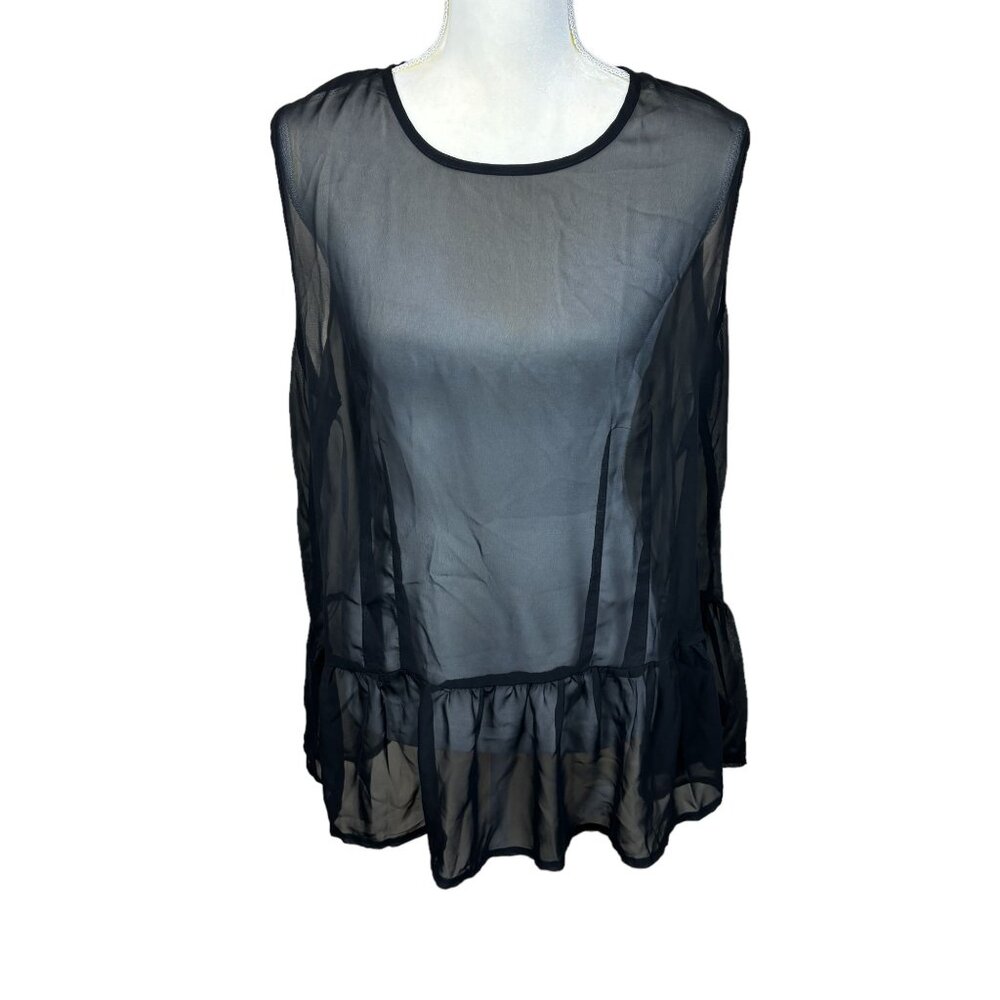 Kische blouse, size 1X, sheer, sleeveless, hidden buttons, summer, vacation
